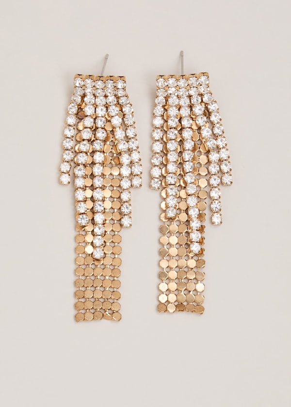 Gold Chainmail Sparkle Drop Earring
