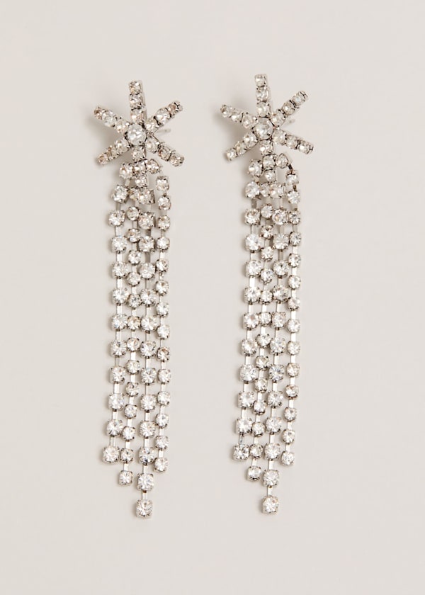 Silver Sparke Star Drop Earrings