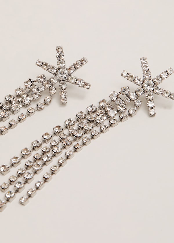 Silver Sparke Star Drop Earrings