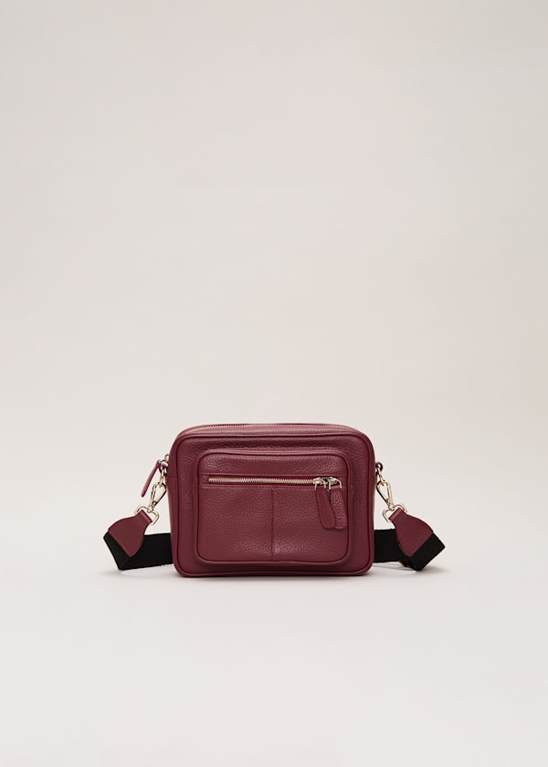 Burgundy Leather Cross Body Bag