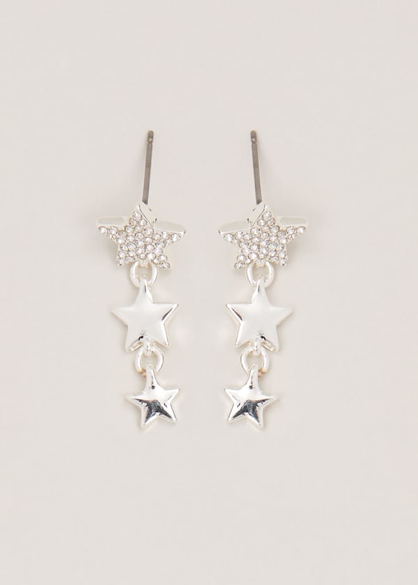 Silver Plated Star Drop Earring