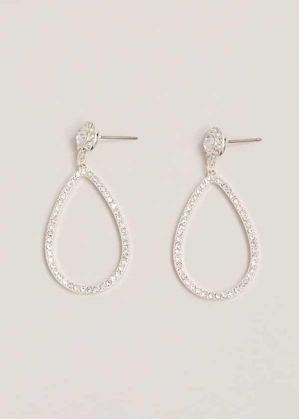 Silver Sparkle Tear Drop Earring
