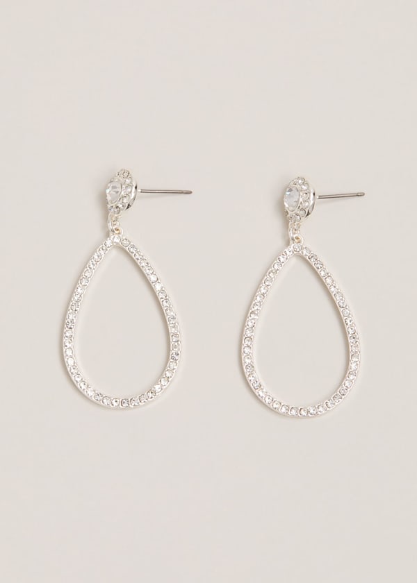 Silver Sparkle Tear Drop Earring