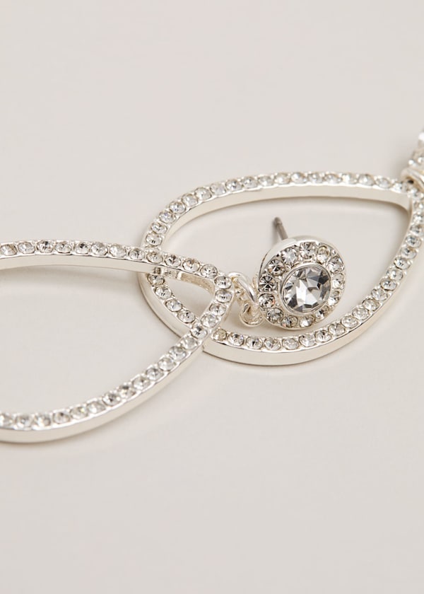 Silver Sparkle Tear Drop Earring