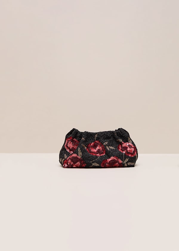 Rose Beaded Clutch Bag