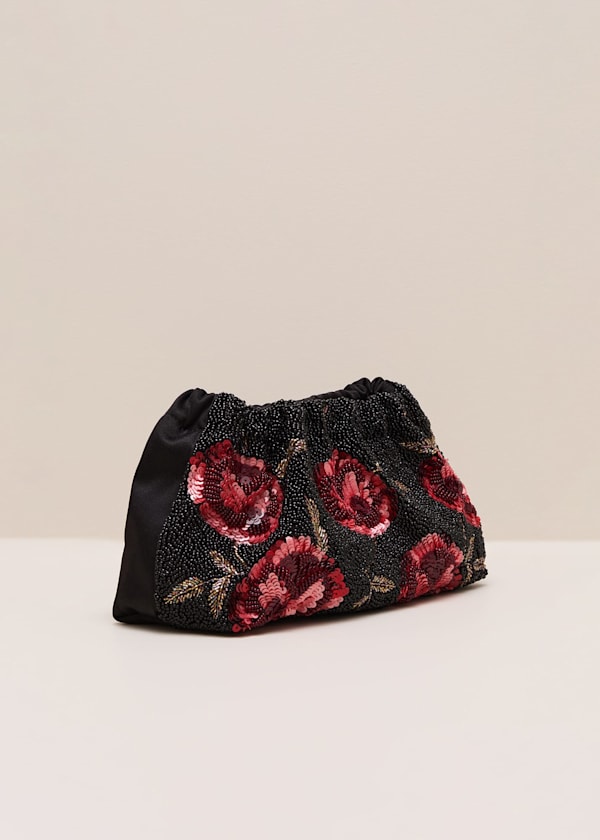 Rose Beaded Clutch Bag