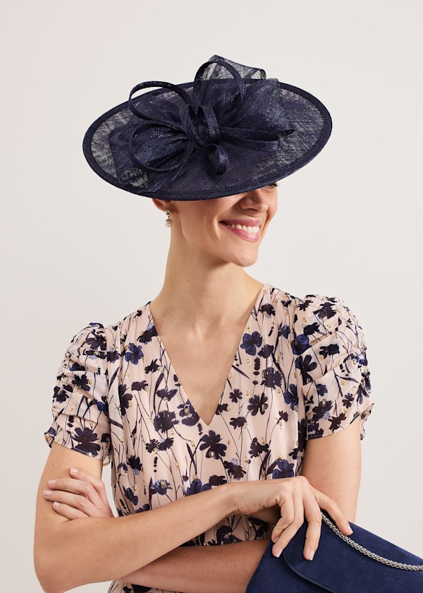 Navy Bow Disc Fascinator
