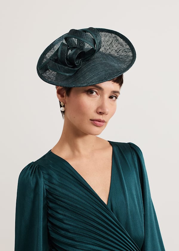 Teal Grossgrain Twist Oval Fascinator