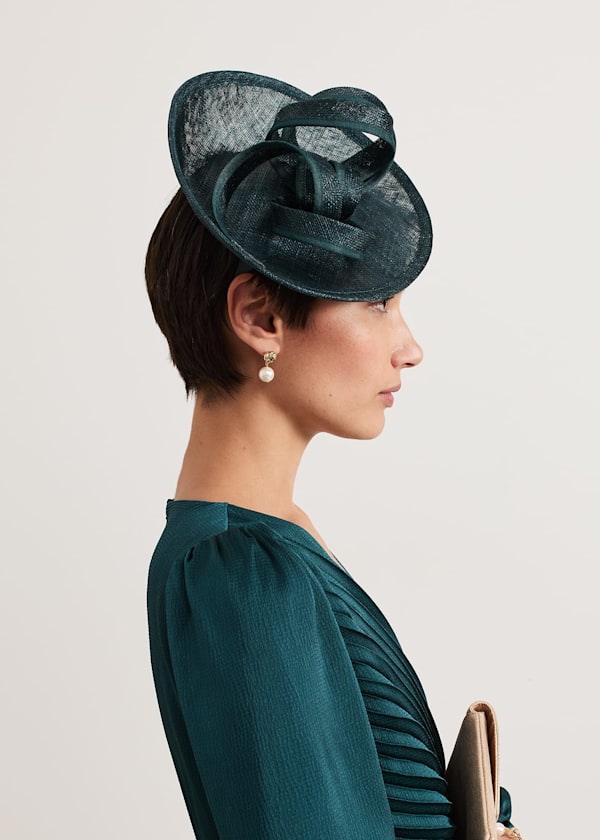 Teal Grossgrain Twist Oval Fascinator