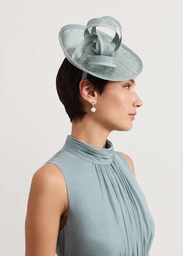 Green Grossgrain Twist Oval Fascinator