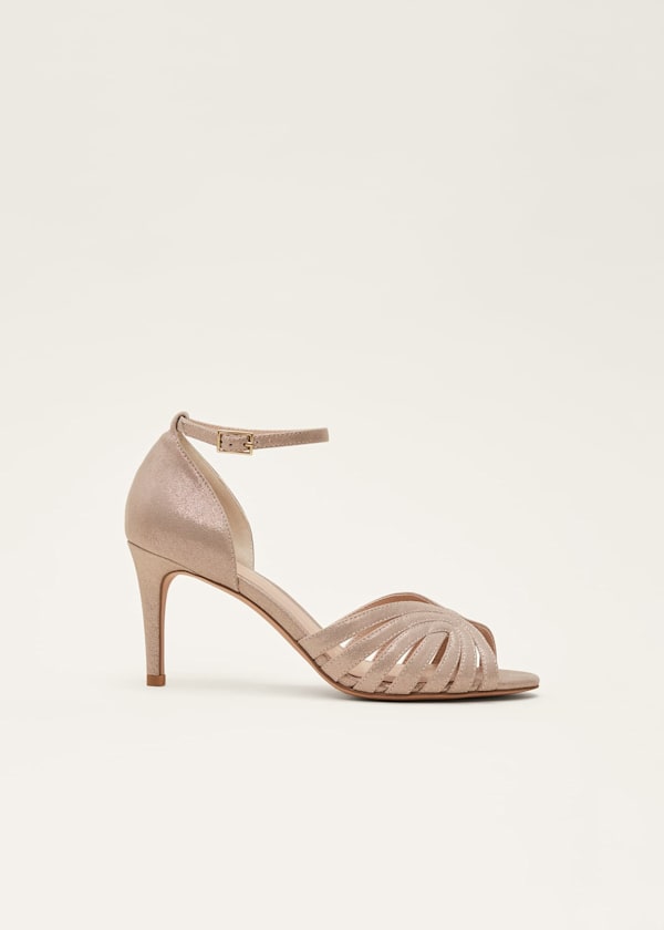 Stitched Metallic Heel Sandal