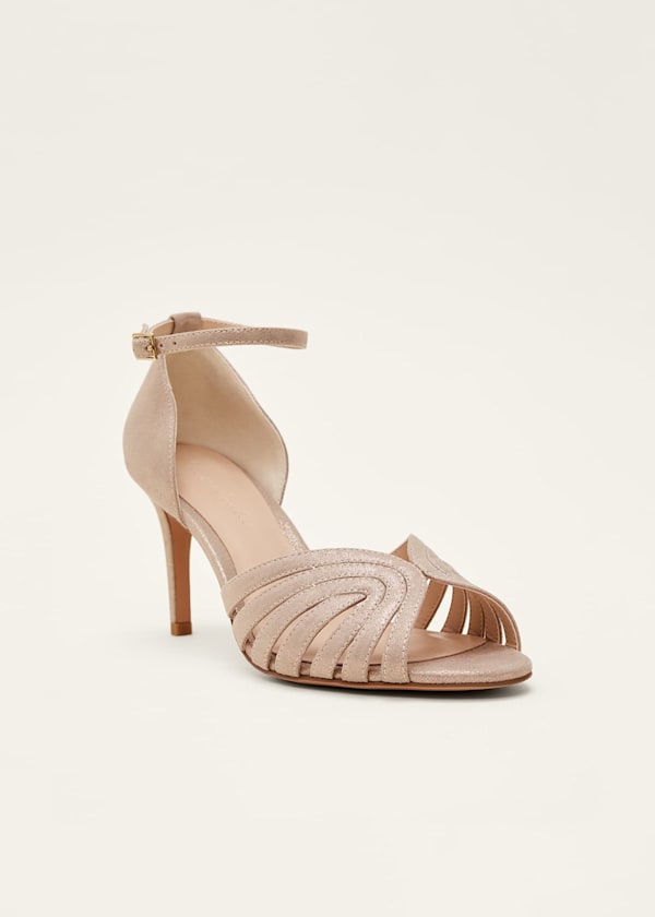 Stitched Metallic Heel Sandal