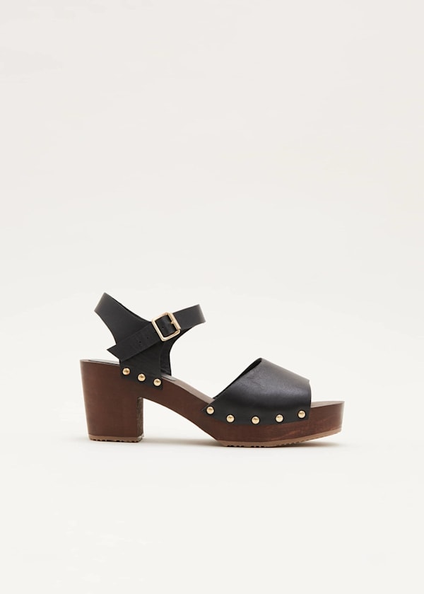 Leather Heel Sandal Clog