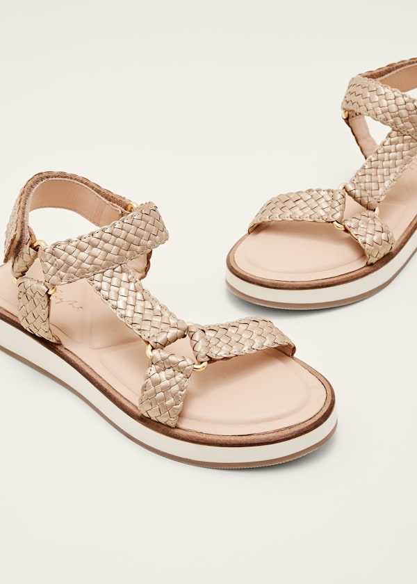 Leather Weave Velcro Sandal