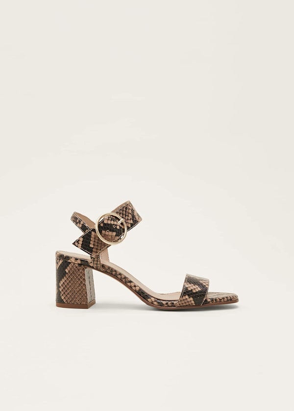Snake Skin Leather Buckle Sandals