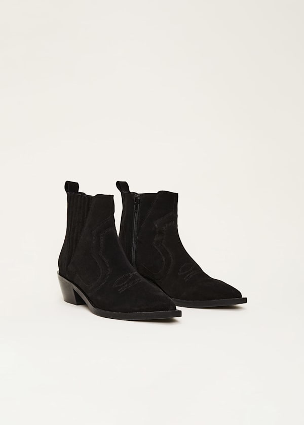 Stitch Detail Suede Ankle Boot