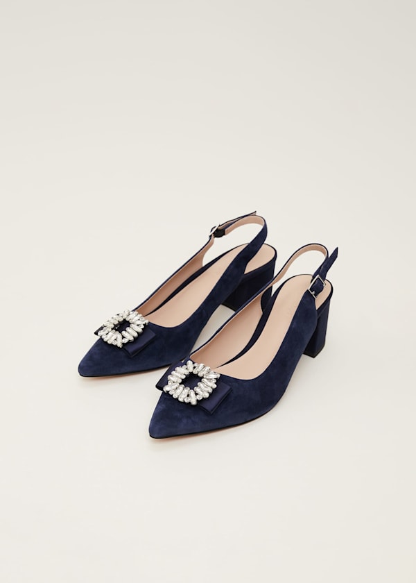 Embellished Toe Block Heel Slingback