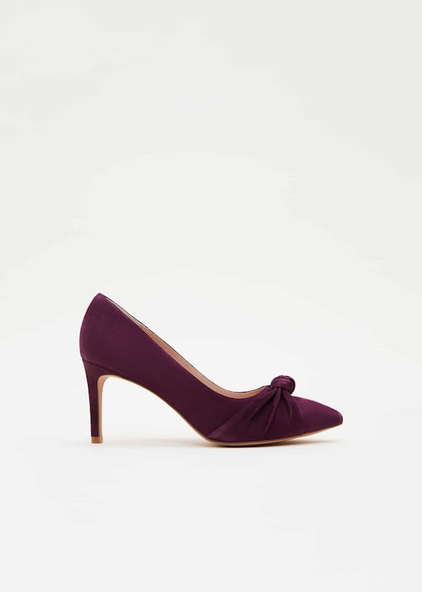 Knot Front Suede Court Shoe