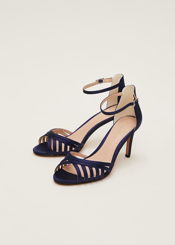 Satin Strappy Heeled Sandals