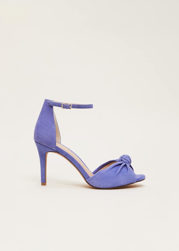 Suede Knot Front Heeled Sandal