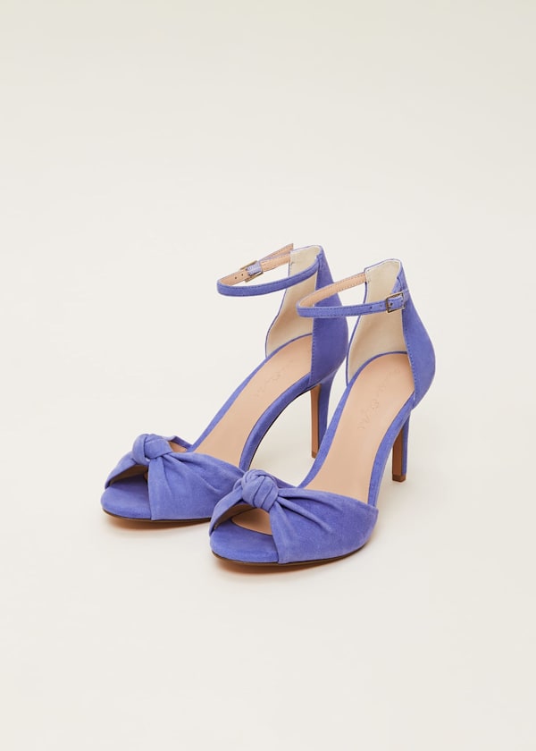 Blue Suede Open Toe Heels