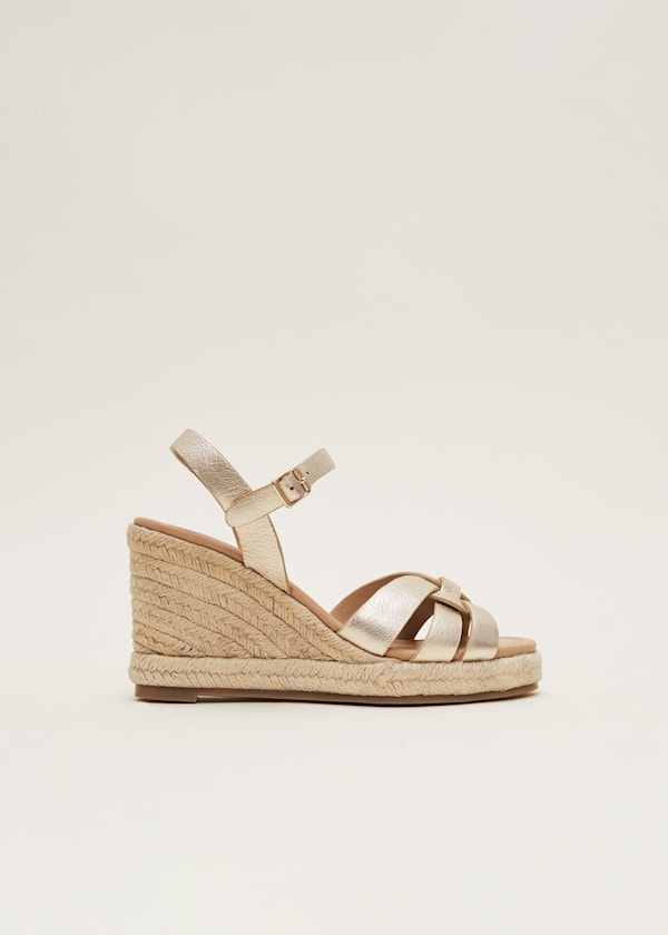 Leather Wedge Espadrilles