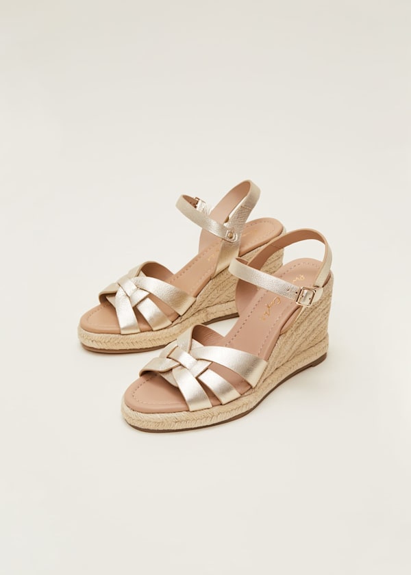 Leather Wedge Espadrilles