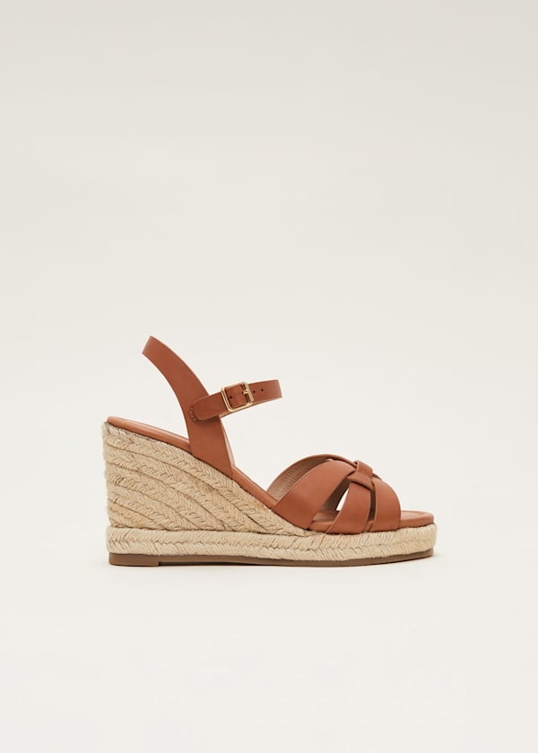 Leather Multi Strap Wedge Espadrille