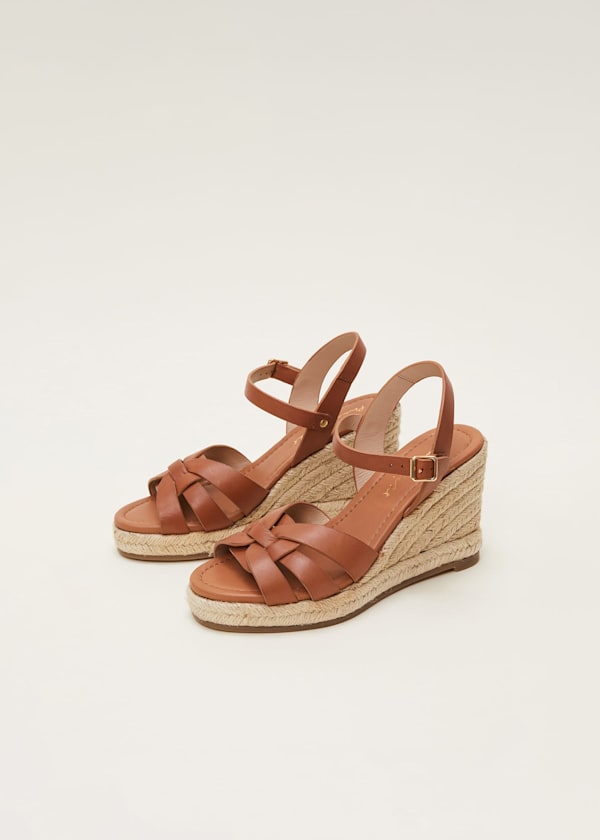 Leather Multi Strap Wedge Espadrille