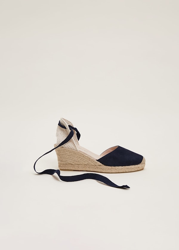 Suede Ankle Tie Espadrille Shoe