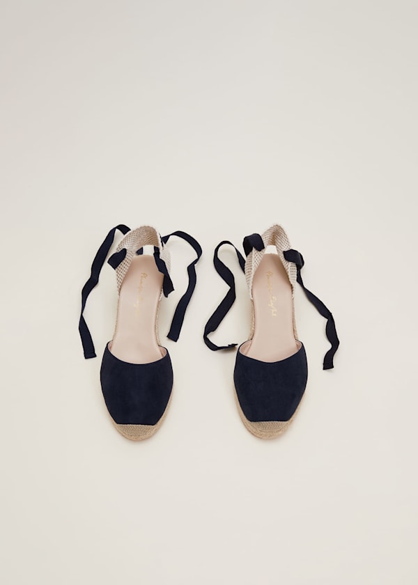 Suede Ankle Tie Espadrille Shoe