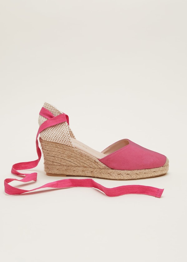 Suede Ankle Tie Espadrille Shoes