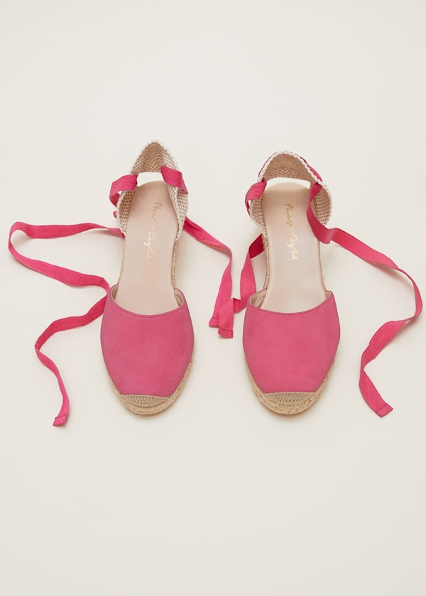 Suede Ankle Tie Espadrille Shoes