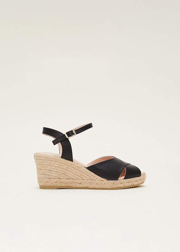 Leather Cross Front Espadrilles