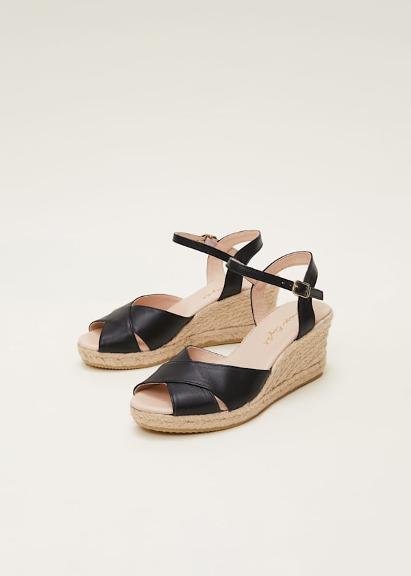 Leather Cross Front Espadrilles