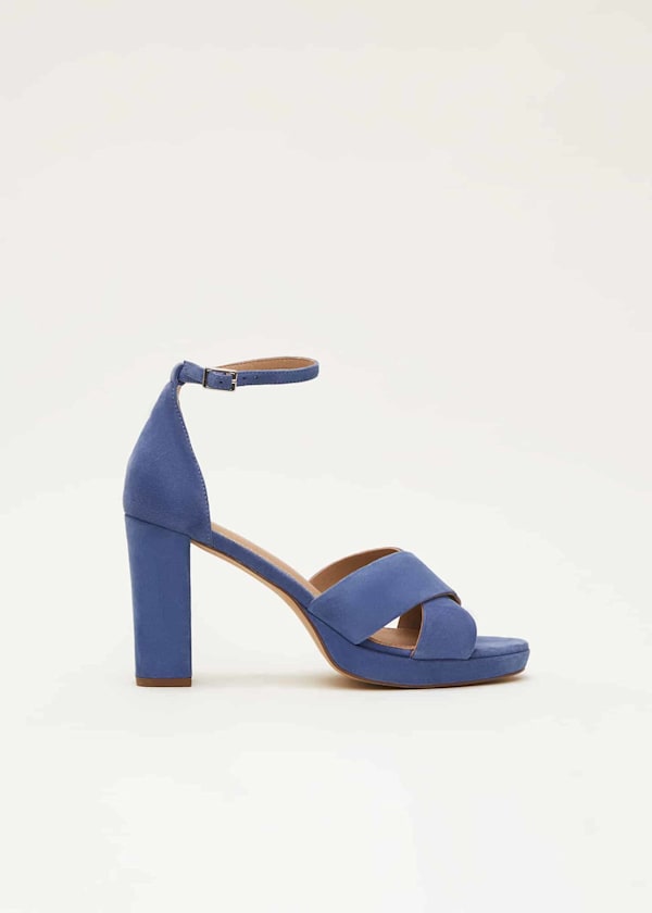 Blue Suede Platform Heels