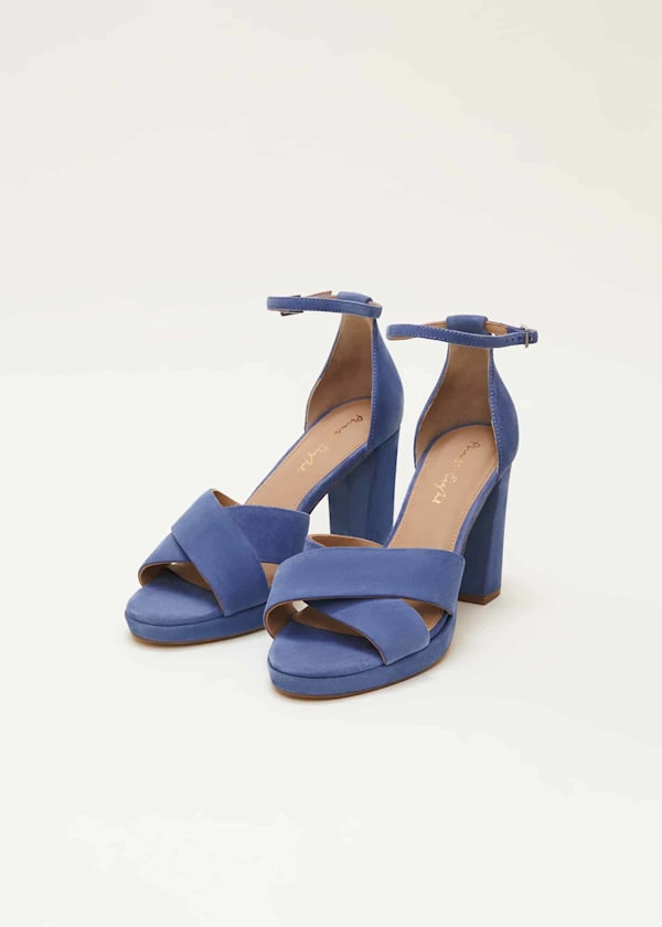 Blue Suede Platform Heels
