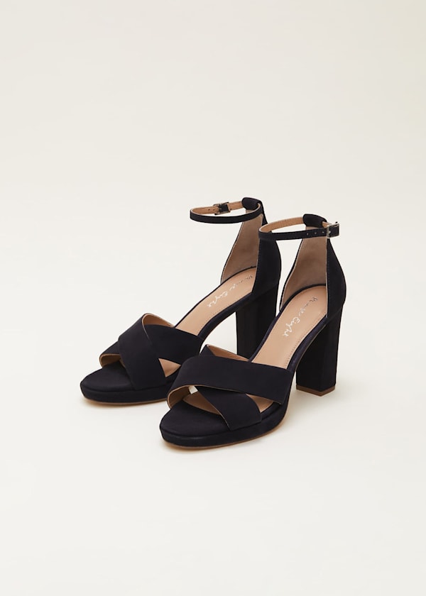 Navy Suede Platform Heels