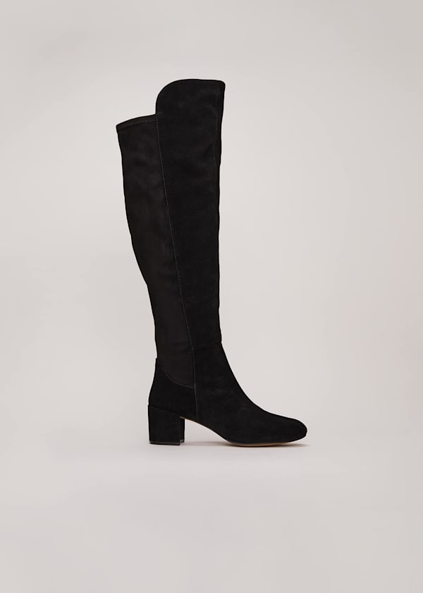 Milly Black Leather Knee High Boots