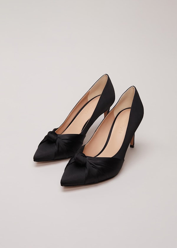 Black Satin Court Heels