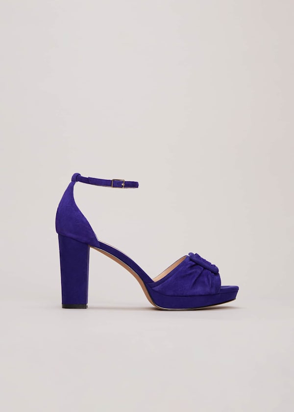 Blue Suede Platform Heels