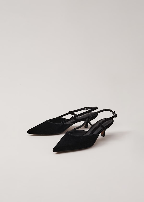Velvet Slingback Kitten Heels