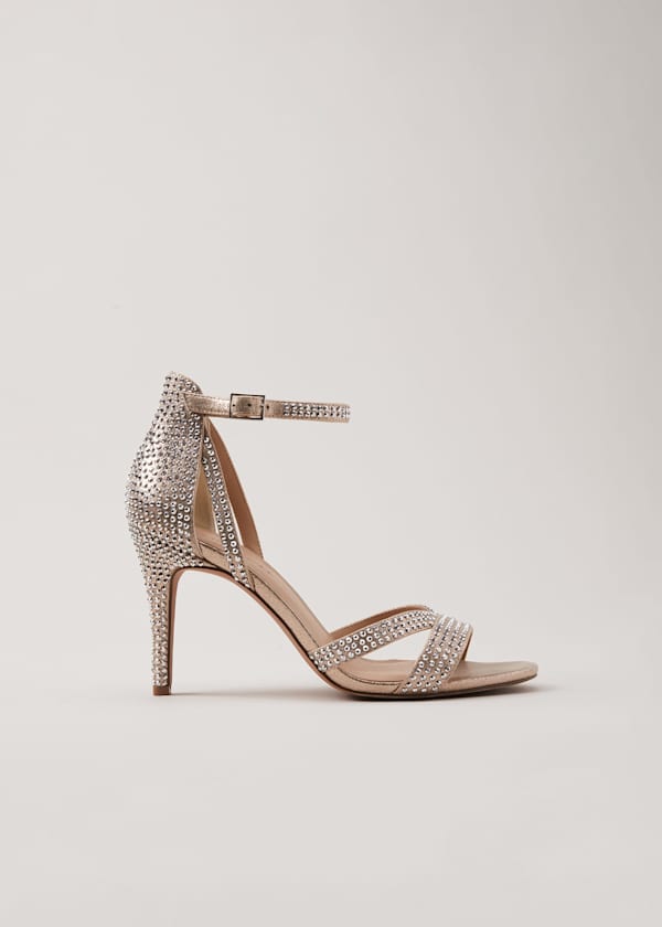 Silver Sparkly Open Toe Heels