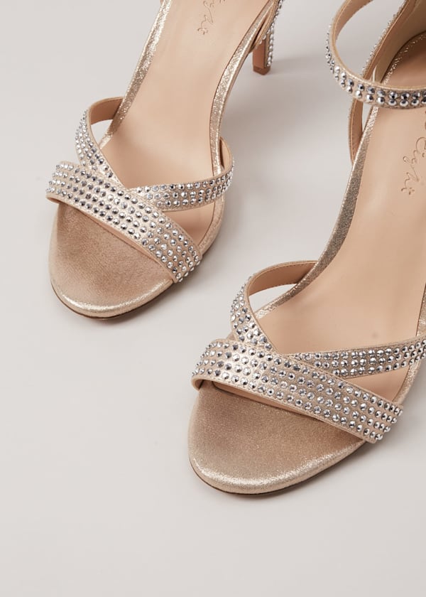 Silver Sparkly Open Toe Heels