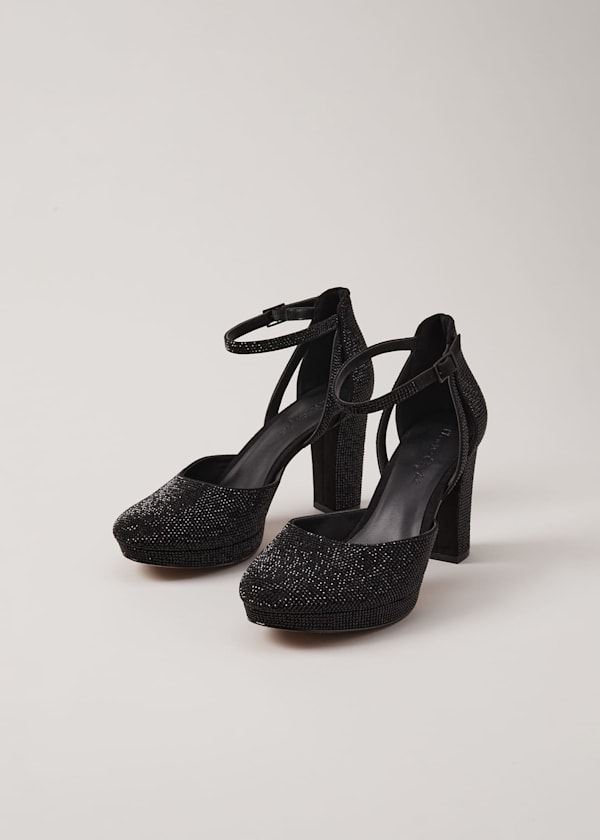 Black Sparkly Platform Heels