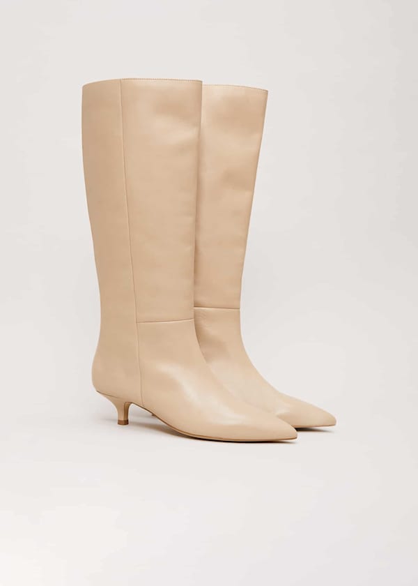 Knee High Kitten Heel Boot