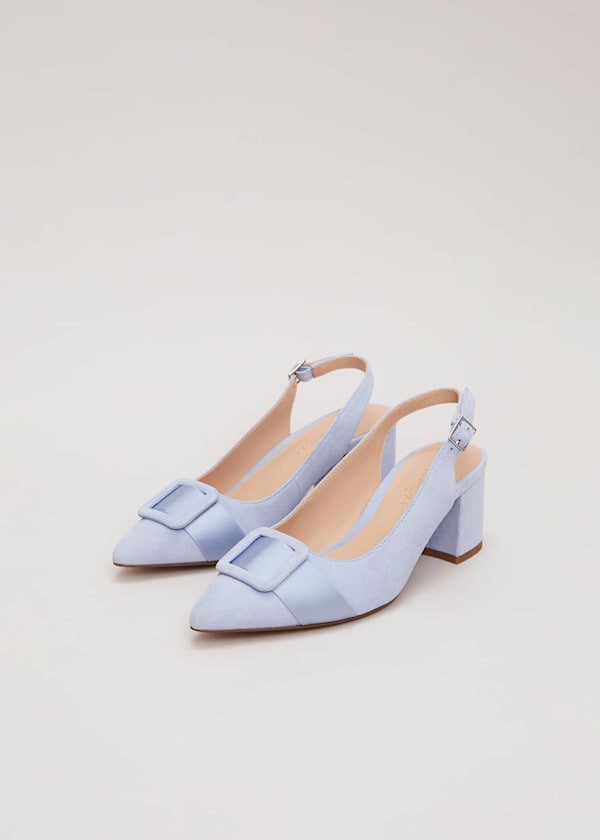 Suede Buckle Block Heel Shoes