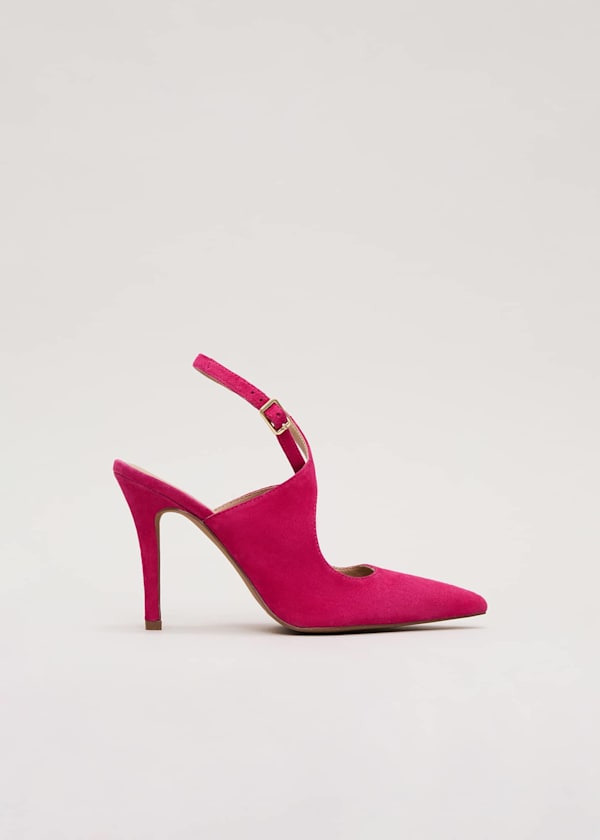  Pink suede cross over heels