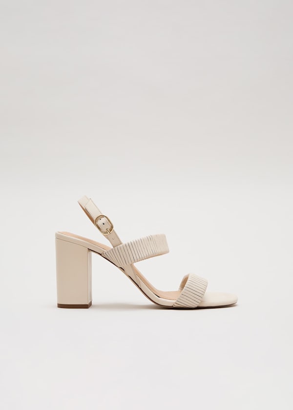 Leather Double Strap Block Heel Sandal