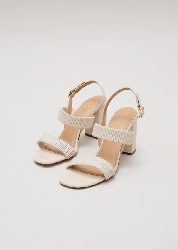 Leather Double Strap Block Heel Sandal